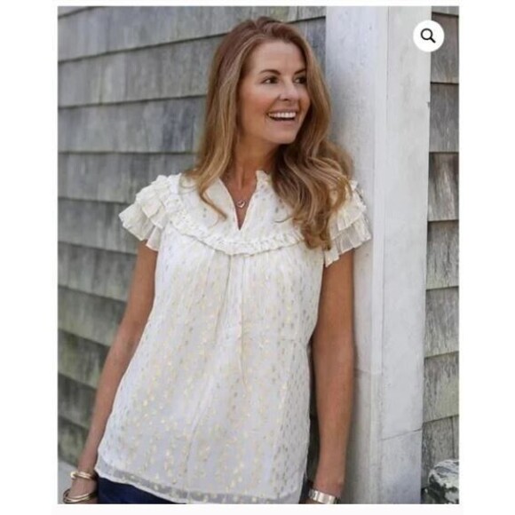 CK Bradley Silla Top NWT Off White Metallic Gold Accents Retail $168 Size S - Picture 1 of 10